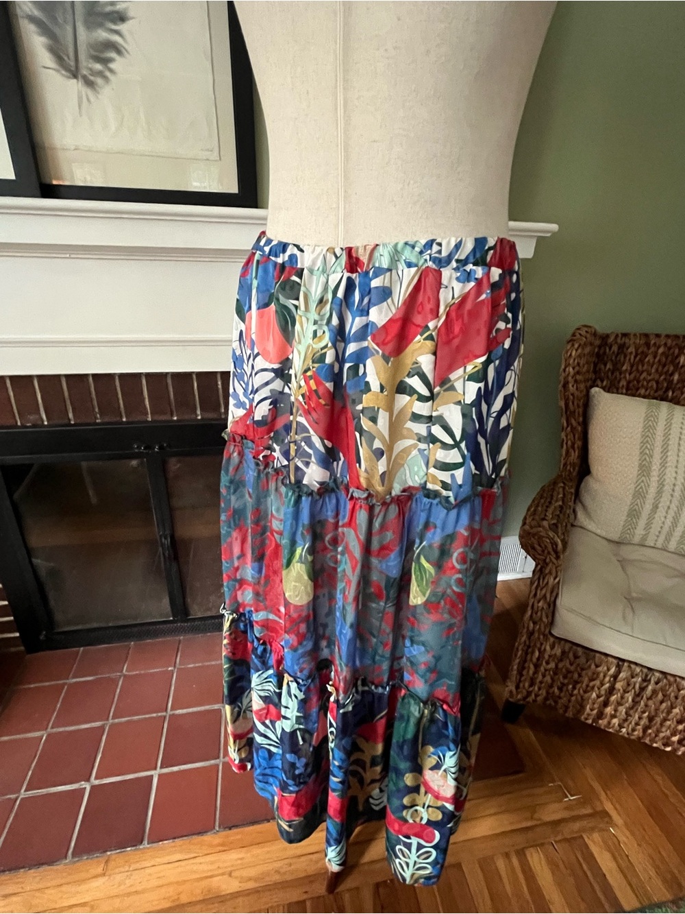 Anthropologie Hutch Boho Tropical Floral Tiered Maxi Skirt | Size 3X - Picture 4 of 11